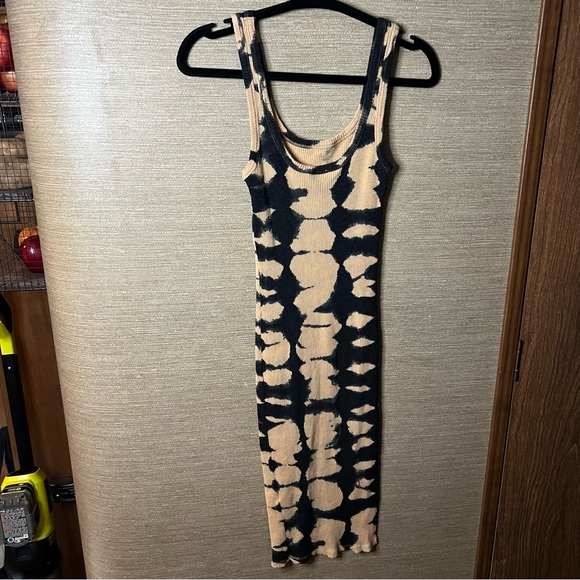 ZARA NEW WOMAN STRAPPY TIE-DYE MIDI DRESS  black & brown size small - Picture 6 of 13